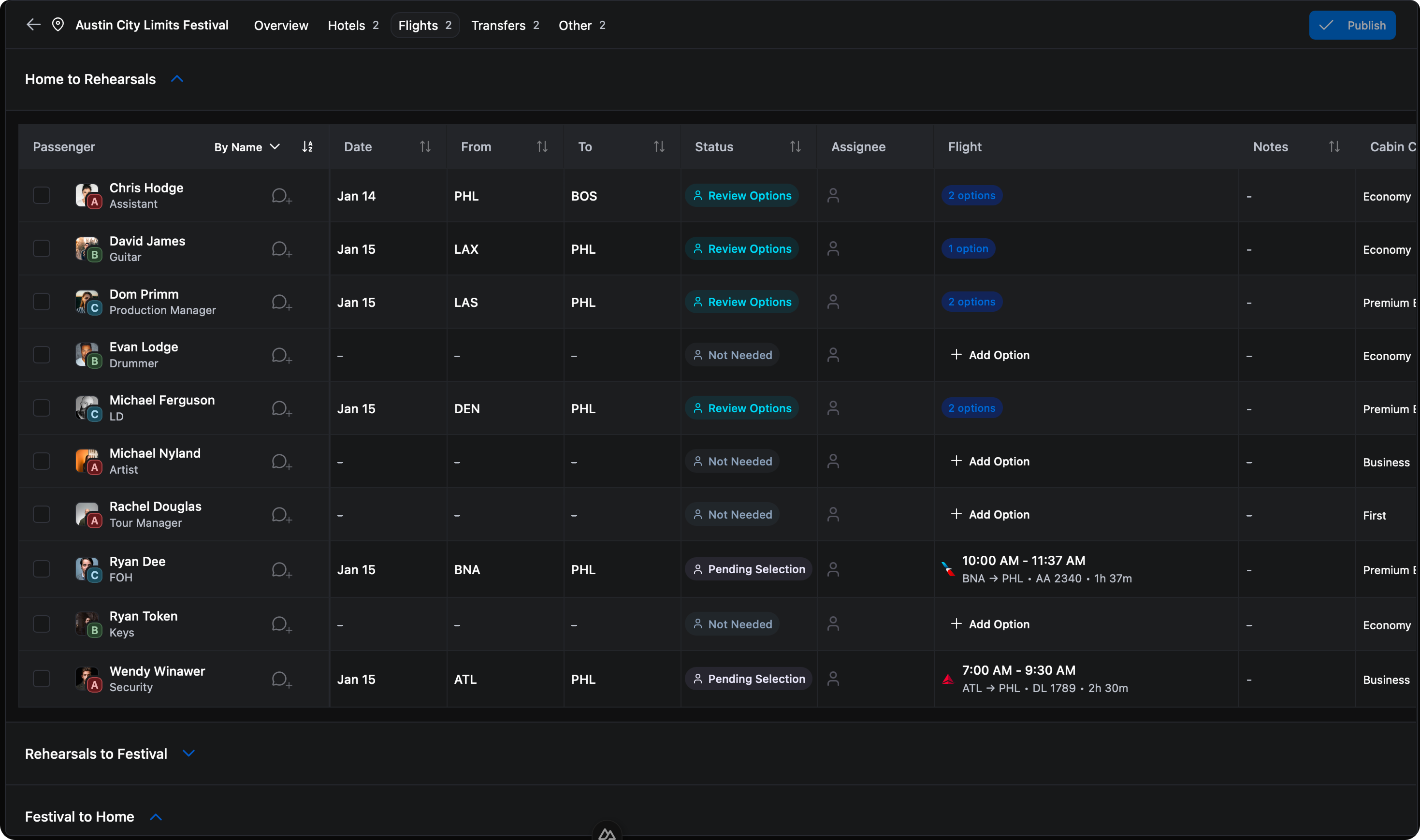 Daysheets Travel flights booking interface