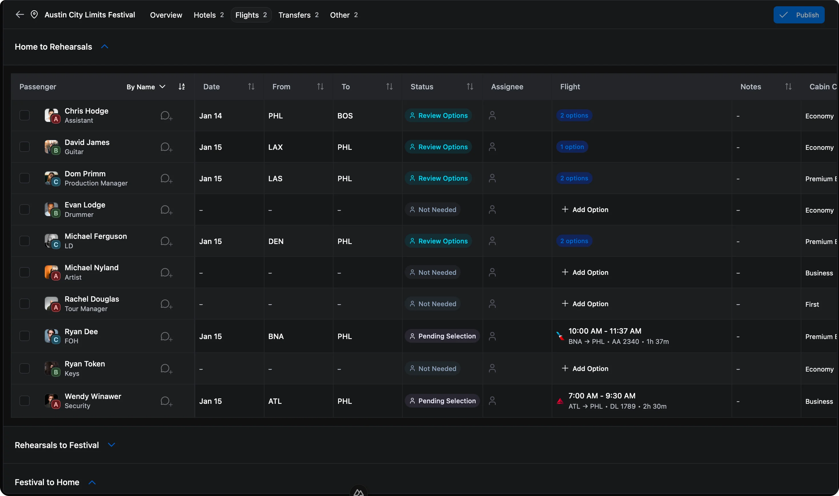 Daysheets Travel flights booking interface